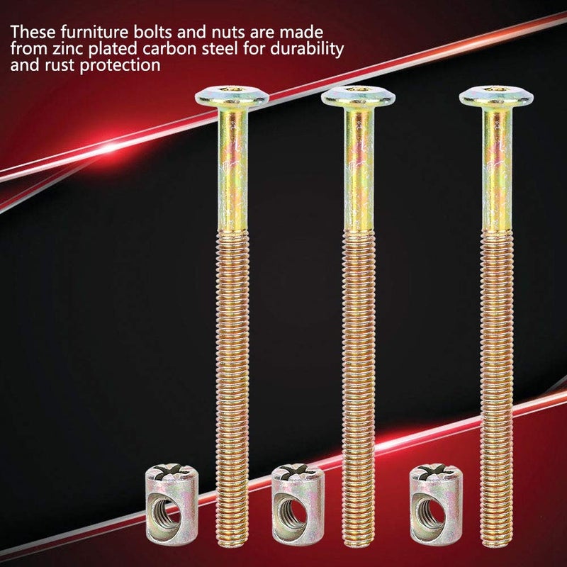 Chazcool 10 Pack M6 X 100mm Barrel Bolt Nuts, Cross Dowel Set for Furniture Cots Beds Chair Crib Spare Connector Parts(100mm) - Image 5
